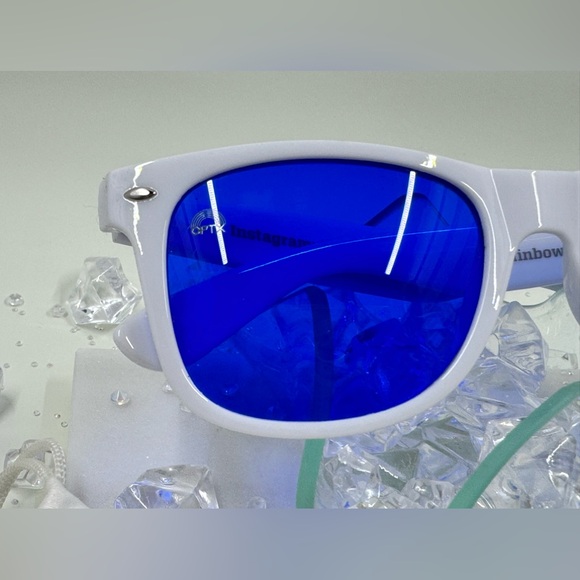 🌹 RARE White Frame Blue RainbowOPTX Sunglasses - Picture 3 of 9